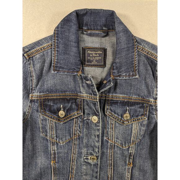 Abercrombie Jean Jacket Women XS Denim Blue Classic Autumn Fall Y2K Academia EUC - Picture 8 of 12